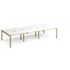 Adapt triple back to back desks 3600mm x 1600mm - green frame White Top oak edge - E3616-GN-WO