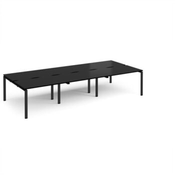 Adapt triple back to back desks 3600mm x 1600mm - black frame black top - E3616-K-BK