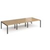 Adapt triple back to back desks 3600mm x 1600mm - black frame Oak Top - E3616-K-O