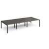 Adapt triple back to back desks 3600mm x 1600mm - black frame storm grey top - E3616-K-OG