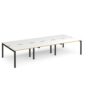 Adapt triple back to back desks 3600mm x 1600mm - black frame White Top with oak edging - E3616-K-WO