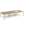 Adapt triple back to back desks 3600mm x 1600mm - silver frame Oak Top - E3616-S-O