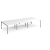 Adapt triple back to back desks 3600mm x 1600mm - silver frame White Top - E3616-S-WH