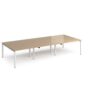 Adapt triple back to back desks 3600mm x 1600mm - white frame Kendal Oak Top - E3616-WH-KO