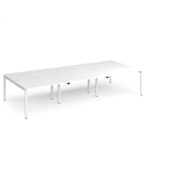 Adapt triple back to back desks 3600mm x 1600mm - white frame White Top - E3616-WH-WH