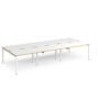Adapt triple back to back desks 3600mm x 1600mm - white frame White Top with oak edging - E3616-WH-WO