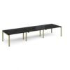 Adapt triple back to back desks 4200mm x 1200mm - green frame black top - E4212-GN-BK