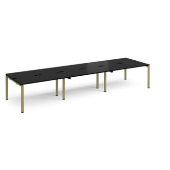 Adapt triple back to back desks 4200mm x 1200mm - green frame black top - E4212-GN-BK