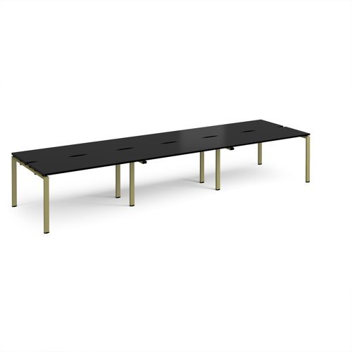 Adapt triple back to back desks 4200mm x 1200mm - green frame black top - E4212-GN-BK
