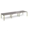 Adapt triple back to back desks 4200mm x 1200mm - green frame Grey Oak Top - E4212-GN-GO