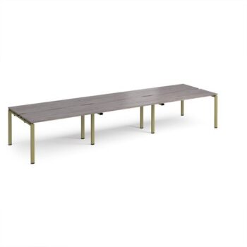Adapt triple back to back desks 4200mm x 1200mm - green frame Grey Oak Top - E4212-GN-GO