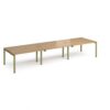 Adapt triple back to back desks 4200mm x 1200mm - green frame Oak Top - E4212-GN-O