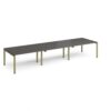 Adapt triple back to back desks 4200mm x 1200mm - green frame storm grey top - E4212-GN-OG