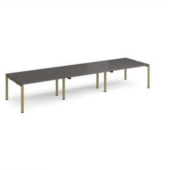 Adapt triple back to back desks 4200mm x 1200mm - green frame storm grey top - E4212-GN-OG