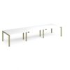 Adapt triple back to back desks 4200mm x 1200mm - green frame White Top - E4212-GN-WH