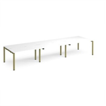 Adapt triple back to back desks 4200mm x 1200mm - green frame White Top - E4212-GN-WH