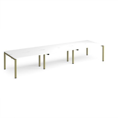 Adapt triple back to back desks 4200mm x 1200mm - green frame White Top - E4212-GN-WH