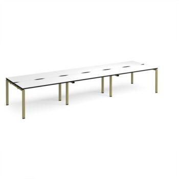 Adapt triple back to back desks 4200mm x 1200mm - green frame White Top black edge - E4212-GN-WK
