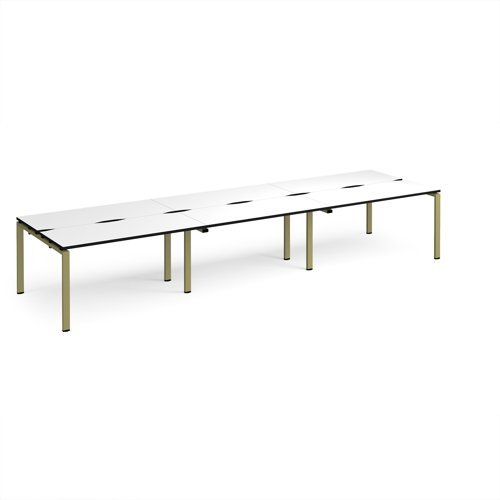 Adapt triple back to back desks 4200mm x 1200mm - green frame White Top black edge - E4212-GN-WK