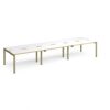 Adapt triple back to back desks 4200mm x 1200mm - green frame White Top oak edge - E4212-GN-WO