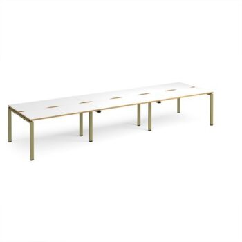Adapt triple back to back desks 4200mm x 1200mm - green frame White Top oak edge - E4212-GN-WO