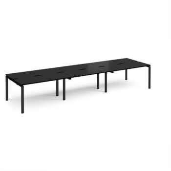 Adapt triple back to back desks 4200mm x 1200mm - black frame black top - E4212-K-BK