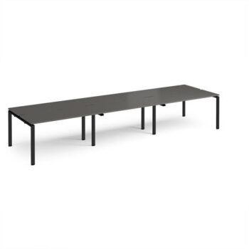 Adapt triple back to back desks 4200mm x 1200mm - black frame storm grey top - E4212-K-OG