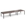 Adapt triple back to back desks 4200mm x 1200mm - black frame Walnut top - E4212-K-W