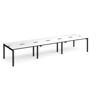 Adapt triple back to back desks 4200mm x 1200mm - black frame White Top black edge - E4212-K-WK