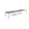 Adapt triple back to back desks 4200mm x 1200mm - silver frame Grey Oak Top - E4212-S-GO