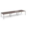 Adapt triple back to back desks 4200mm x 1200mm - silver frame Walnut top - E4212-S-W
