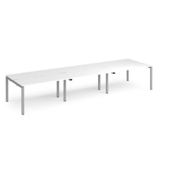Adapt triple back to back desks 4200mm x 1200mm - silver frame White Top - E4212-S-WH