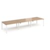 Adapt triple back to back desks 4200mm x 1200mm - white frame Beech top - E4212-WH-B