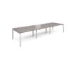 Adapt triple back to back desks 4200mm x 1200mm - white frame Grey Oak Top - E4212-WH-GO