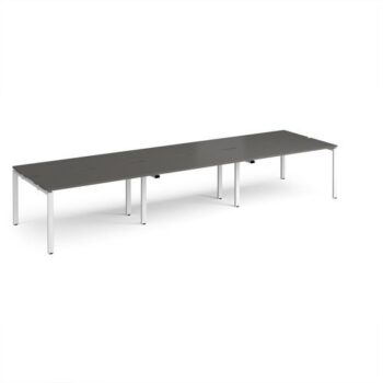 Adapt triple back to back desks 4200mm x 1200mm - white frame storm grey top - E4212-WH-OG