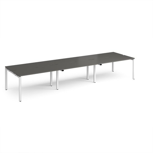 Adapt triple back to back desks 4200mm x 1200mm - white frame storm grey top - E4212-WH-OG