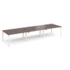 Adapt triple back to back desks 4200mm x 1200mm - white frame Walnut top - E4212-WH-W