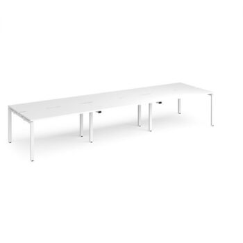 Adapt triple back to back desks 4200mm x 1200mm - white frame White Top - E4212-WH-WH