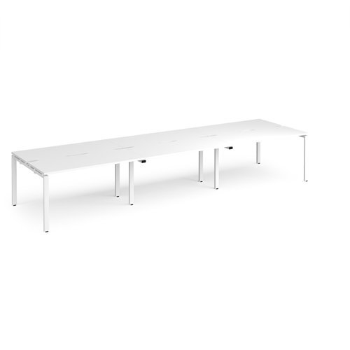Adapt triple back to back desks 4200mm x 1200mm - white frame White Top - E4212-WH-WH