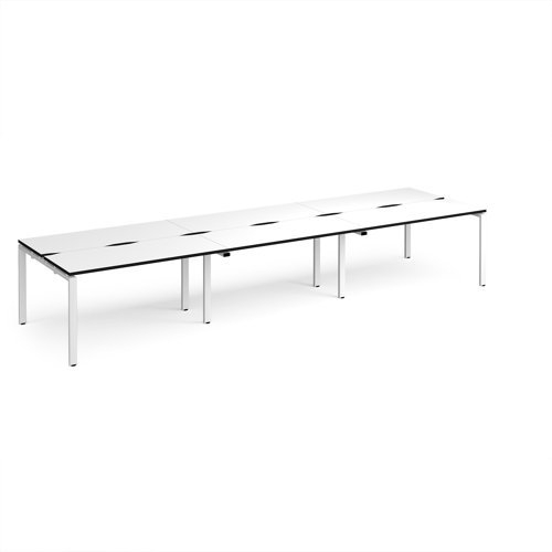 Adapt triple back to back desks 4200mm x 1200mm - white frame White Top black edge - E4212-WH-WK