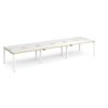 Adapt triple back to back desks 4200mm x 1200mm - white frame White Top with oak edging - E4212-WH-WO