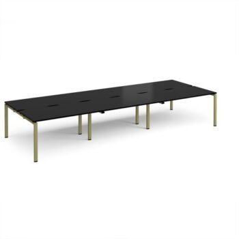 Adapt triple back to back desks 4200mm x 1600mm - green frame black top - E4216-GN-BK