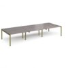 Adapt triple back to back desks 4200mm x 1600mm - green frame Grey Oak Top - E4216-GN-GO