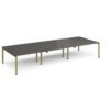 Adapt triple back to back desks 4200mm x 1600mm - green frame storm grey top - E4216-GN-OG