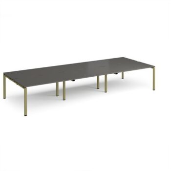 Adapt triple back to back desks 4200mm x 1600mm - green frame storm grey top - E4216-GN-OG