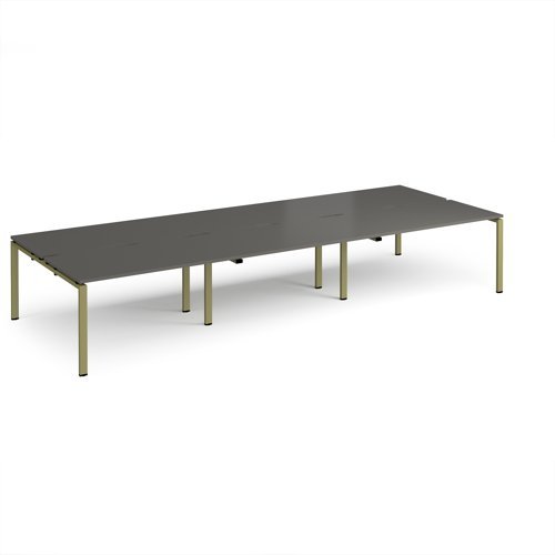 Adapt triple back to back desks 4200mm x 1600mm - green frame storm grey top - E4216-GN-OG