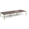 Adapt triple back to back desks 4200mm x 1600mm - green frame Walnut top - E4216-GN-W