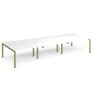 Adapt triple back to back desks 4200mm x 1600mm - green frame White Top - E4216-GN-WH
