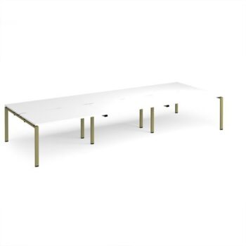 Adapt triple back to back desks 4200mm x 1600mm - green frame White Top - E4216-GN-WH
