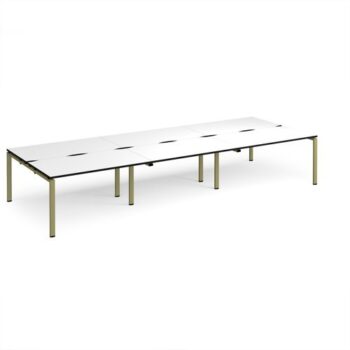 Adapt triple back to back desks 4200mm x 1600mm - green frame White Top black edge - E4216-GN-WK